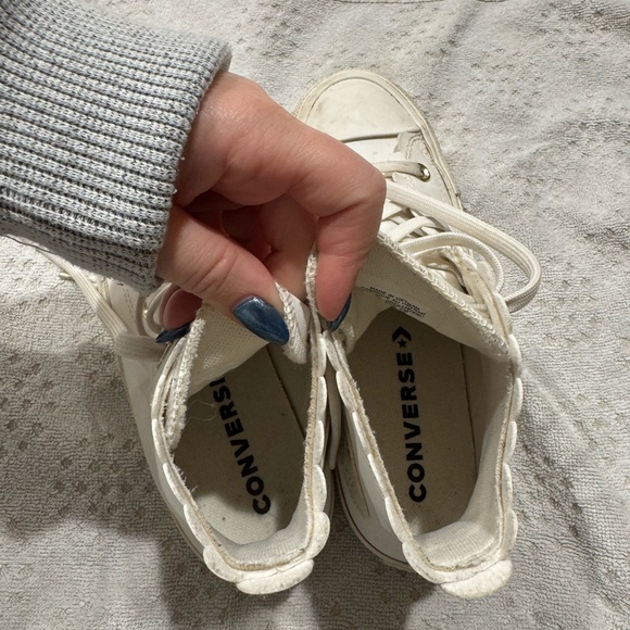 Converse Cream Scallop Detail High-Top Sneakers - Picture 5 of 7